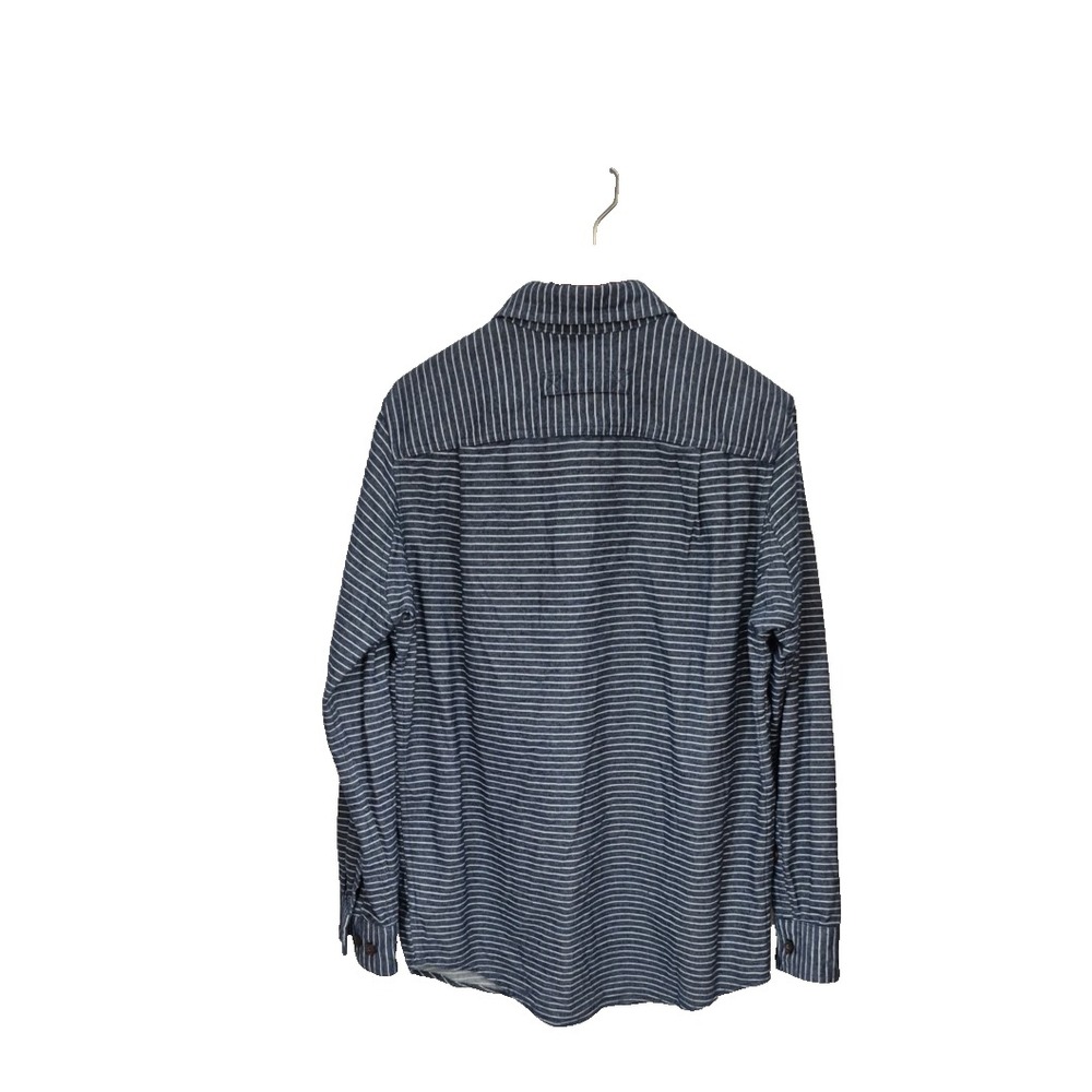 Duluth Shirt Mens Medium Blue‎ Striped Chamois Flannel Slim Fit Button Down - Picture 2 of 8